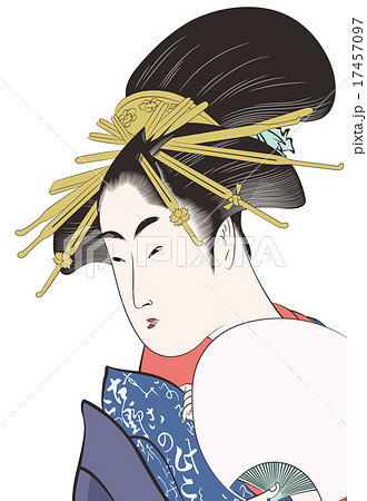 日本画 浮世絵 女性 美人画のイラスト素材