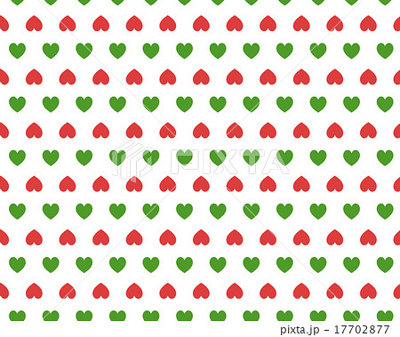 クリスマス向け 白地に赤 緑のハート柄シームレス 連続 繰り返し パターン 壁紙 背景素材のイラスト素材