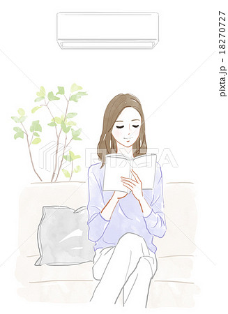 本を読む女性のイラスト素材