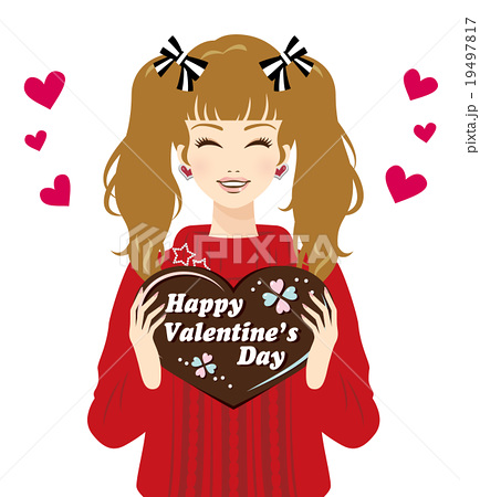 バレンタイン 女性 チョコレート 笑顔のイラスト素材 Pixta