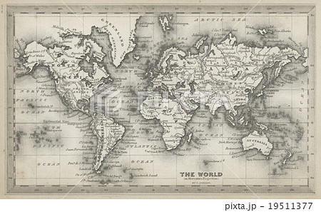 アメリカ 地図 北アメリカ 古地図 アンティーク 北米大陸の写真素材