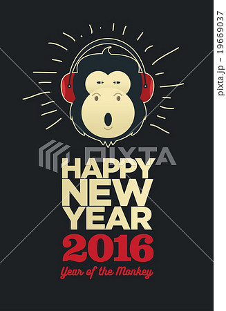 さる サル 猿 ヘッドフォンのイラスト素材