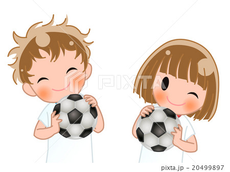 サッカー 球技 サッカーボール 女の子のイラスト素材