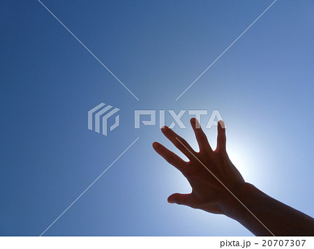 手のひらを太陽にの写真素材