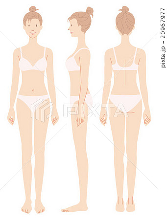 女性 体 横向き 後姿のイラスト素材