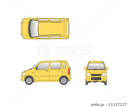 ワゴン車 車 車の正面図 車の側面図のイラスト素材