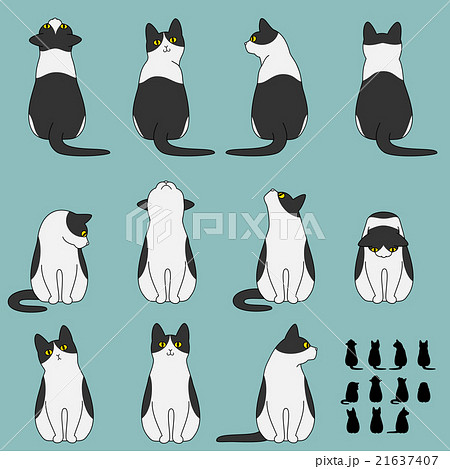 動物 ポーズ 座る 猫のイラスト素材