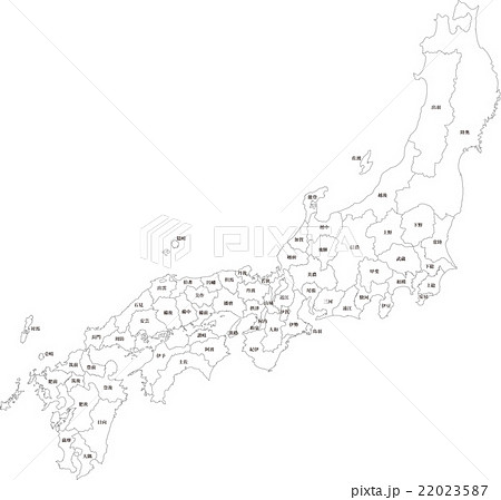 日本史 白地図 歴史 旧国名のイラスト素材