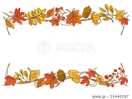 秋 飾り罫 背景 紅葉のイラスト素材