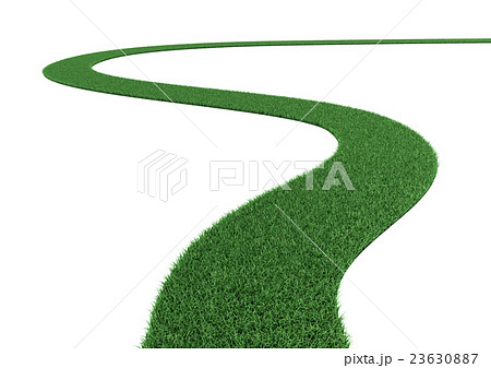 草原 曲線 道路 緑のイラスト素材