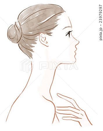 女性 横顔 スキンケア ビューティーのイラスト素材