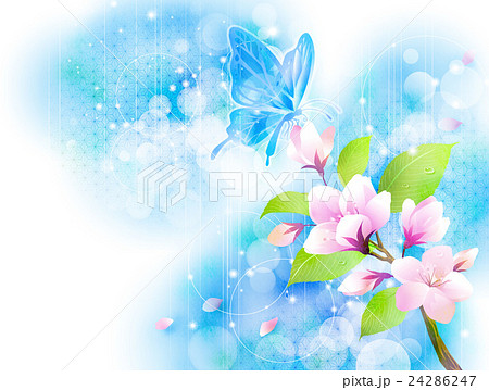 桜 蝶 和 葉のイラスト素材