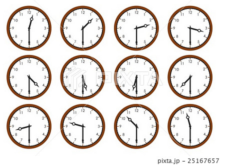 時計 12 1日 24時間のイラスト素材