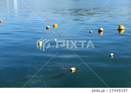 海と浮き球の写真素材