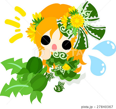 たんぽぽ 子供 花 女の子のイラスト素材