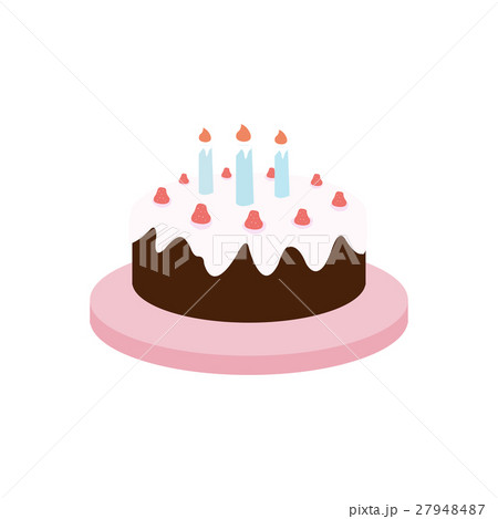 ケーキ ロウソク チョコケーキ おしゃれのイラスト素材