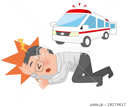 人物 男性 救急 倒れるのイラスト素材