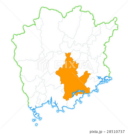 岡山県 岡山 地図 市町村のイラスト素材