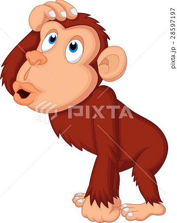 考える 猿 チンパンジー 動物のイラスト素材
