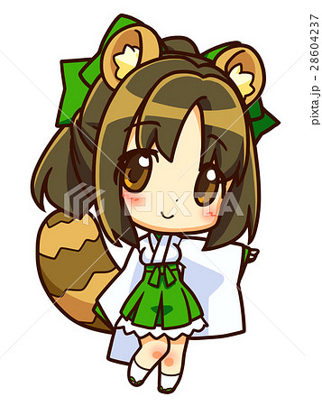 イラスト 茶髪 巫女 コスプレのイラスト素材