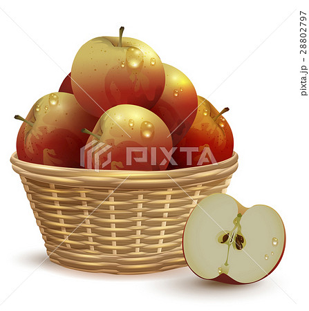 りんご かご 果実 バスケットのイラスト素材