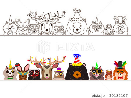 森の動物たちのボーダー パーティーのイラスト素材 30182107 Pixta