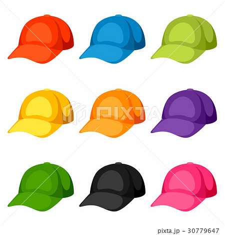 Colored Baseball Caps Templates Set Ofのイラスト素材