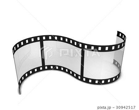 3d rendering of a single movie reel with the film unwinding from