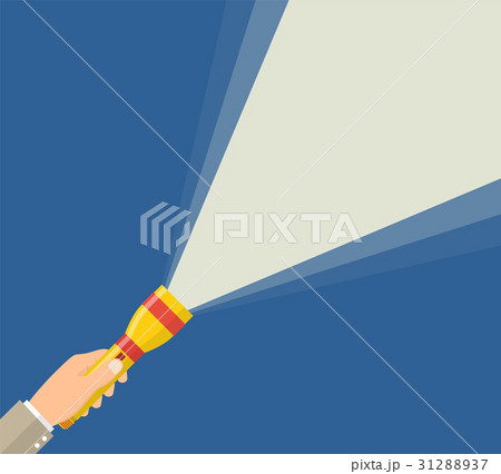 懐中電灯 手 持つ スポットライトのイラスト素材