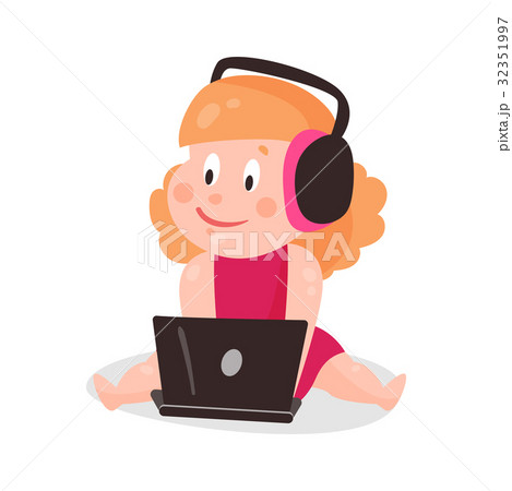 ヘッドホン ヘッドフォン 男の子 子供のイラスト素材