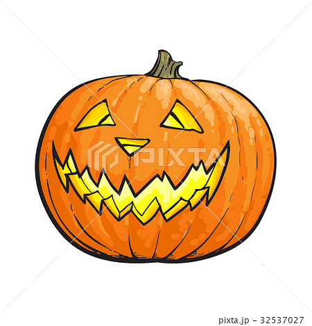 Jack O Lantern Pumpkin With Scary Faceのイラスト素材