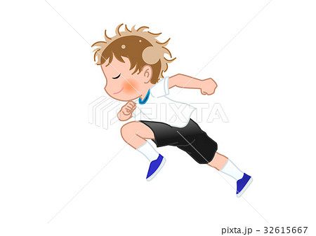 男の子 1人 小学生 横向きのイラスト素材