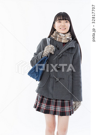学生 冬服 女子高生の写真素材