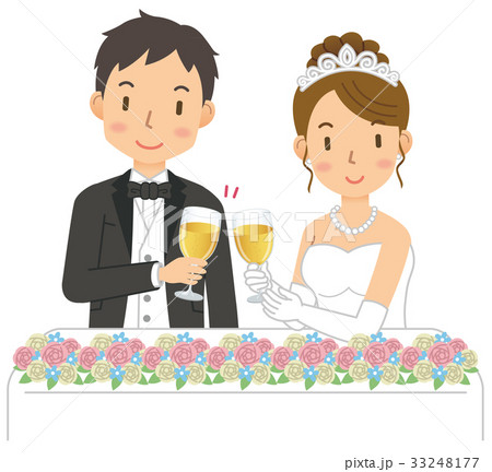 乾杯 結婚 結婚式 新郎新婦のイラスト素材