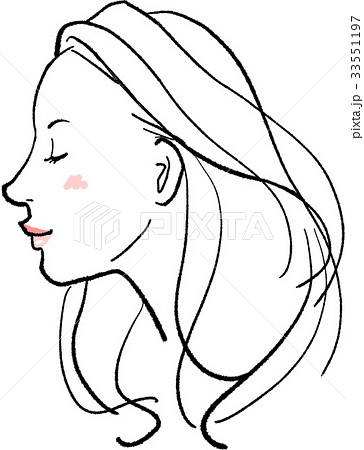 ロングヘア 女性 人物 横顔のイラスト素材