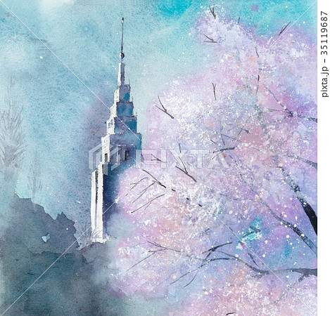 河津桜 花 桜 空気感のイラスト素材 Pixta