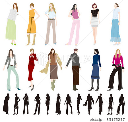 女性 人物 ファッション 全身のイラスト素材