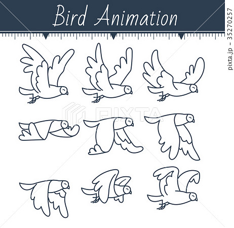 アニメーション 鳥 ベクトル 飛ぶのイラスト素材