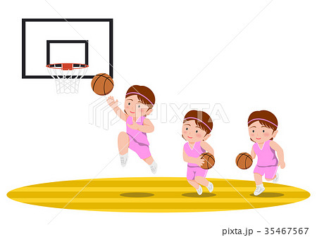 バスケットボール バスケ レイアップシュート 球技のイラスト素材