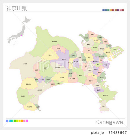 神奈川県の地図のイラスト素材