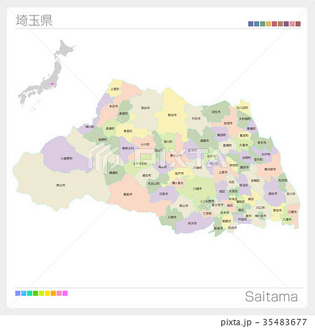 埼玉県 埼玉 地図 市町村のイラスト素材