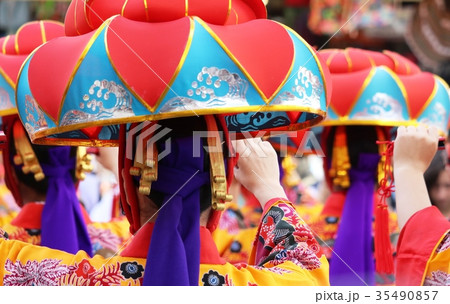 花笠 踊り 沖縄の写真素材