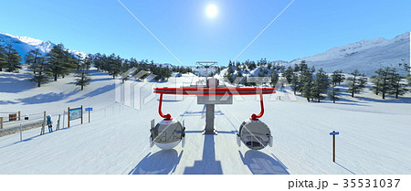 ゲレンデ スキー場 ゴンドラ 雪山のイラスト素材