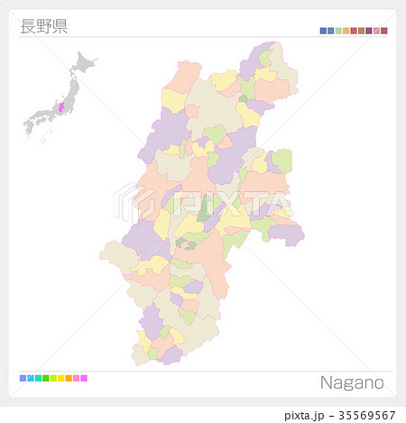 長野県の地図のイラスト素材