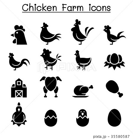 Chicken Icon Setのイラスト素材