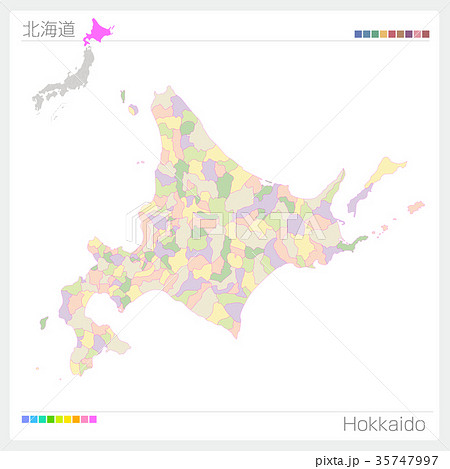 北海道 地図 マップ 市町村のイラスト素材