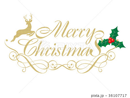 メリークリスマス クリスマス 文字 ロゴの写真素材