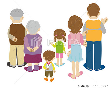 家族 子供 後ろ姿 後姿のイラスト素材