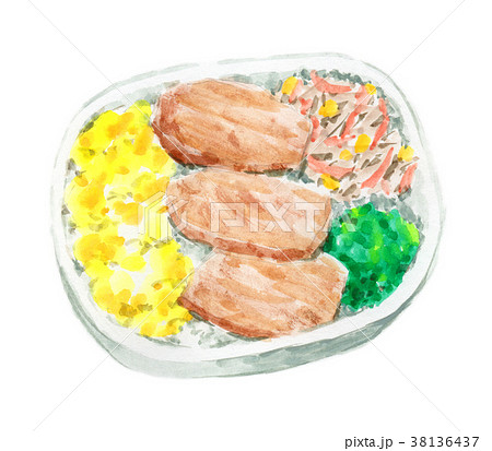 食べ物 料理 水彩 お弁当のイラスト素材