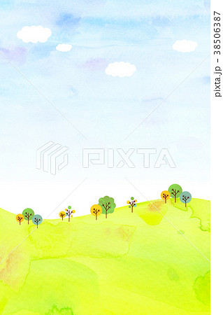 水彩テクスチャー 自然風景 背景素材のイラスト素材 38506387 Pixta